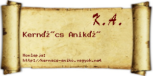 Kernács Anikó névjegykártya